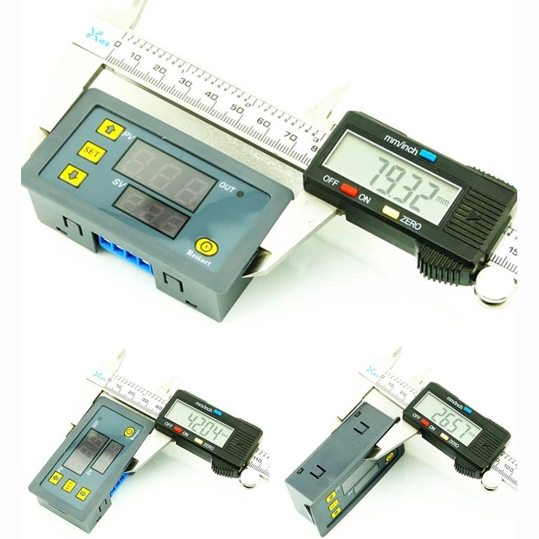 Frontalvy av modulen med angivna mått