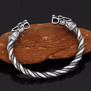 Vikingarmband med varghuvud – gotisk design inspirerad av serien Vikings, för män