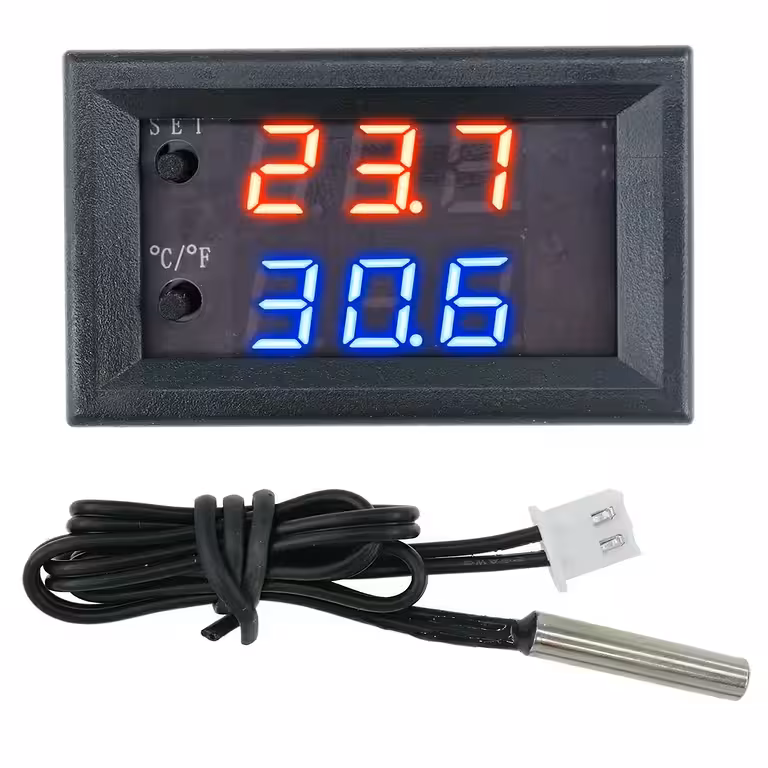Digital termostat med sensor och relä 12V – temperaturkontroll för inkubator, äggkläckare, akvarium