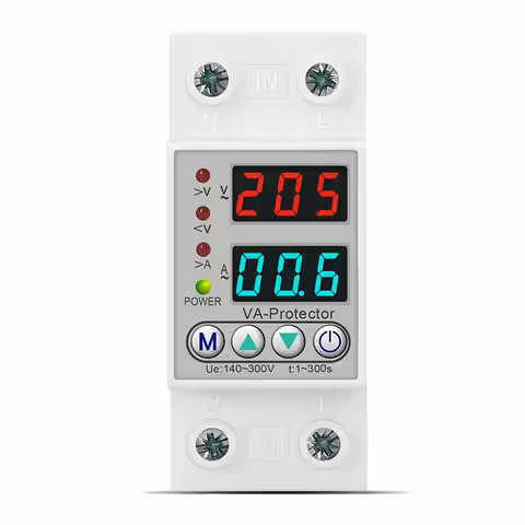Överspänningsrelä 220V 63A – digital display, skydd och automatisk återställning