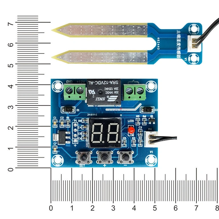 Mått på jordfuktsensor Mätningar och specifikationer för XH-M214-modulen