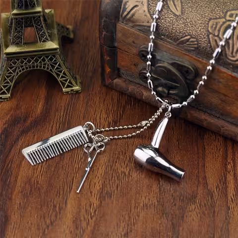 Halsband för frisör/stylist med sax, kam och hårfön – present till barberare