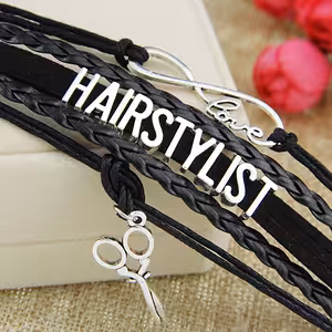 Svart läderarmband Hairstylist – professionellt tillbehör för frisör och barber