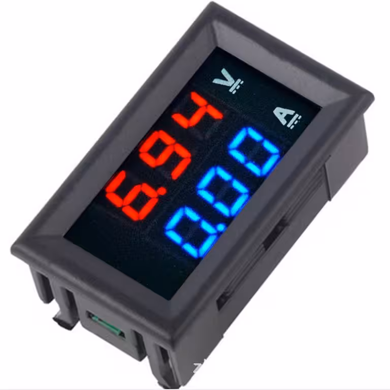 Digitalt panel-voltamperemeter 0–100V 0–10A – LED röd-blå volt/amp-mätare