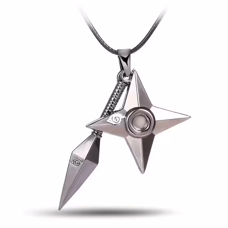 Naruto Uzumaki cosplay-halsband med Kunai och Shuriken – anime-tillbehör