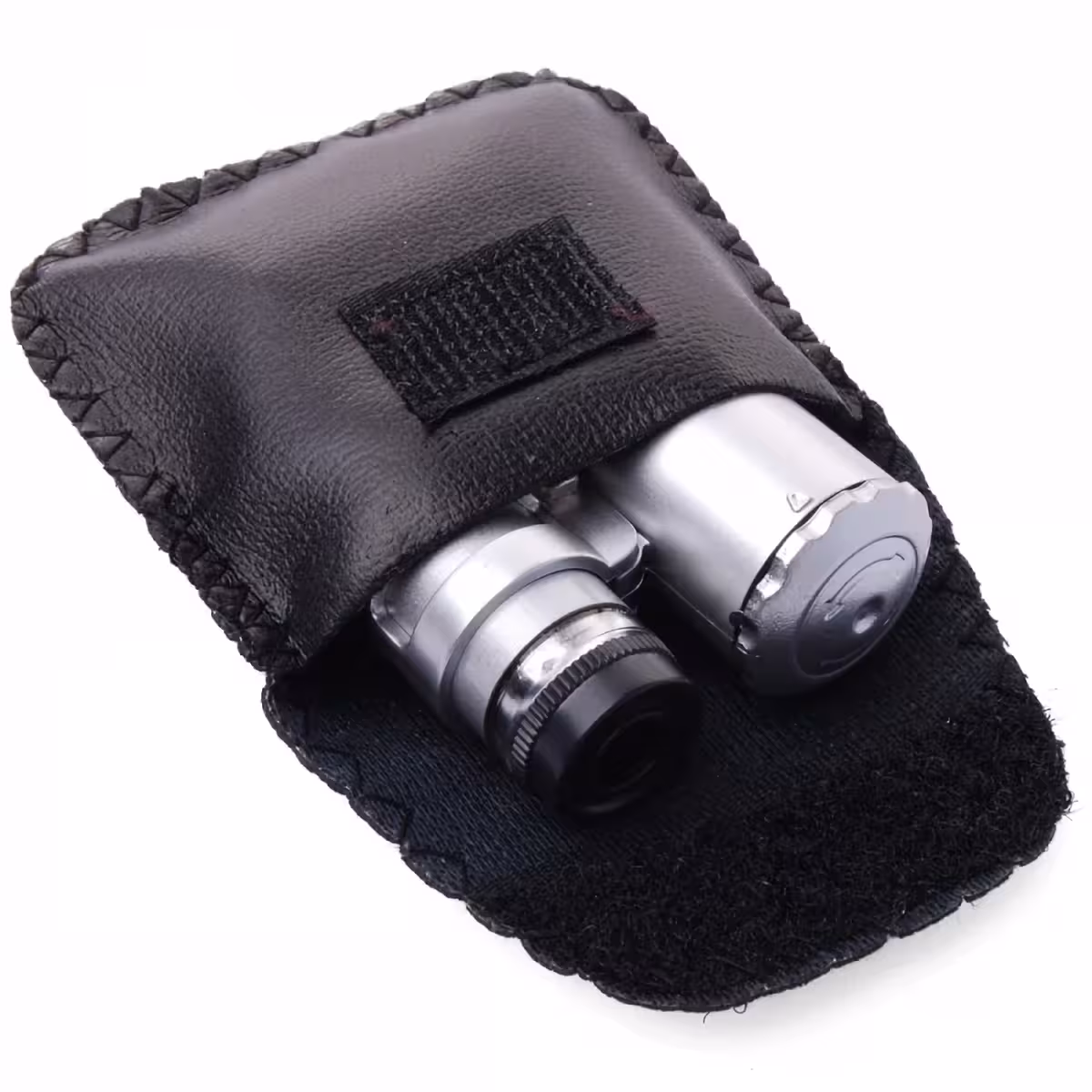 Fullständigt mikroskopset med fodral i konstläder och telefonadapter