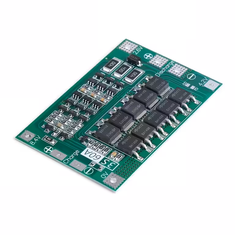BMS 3S 60A – skyddsmodul för Li-Ion 18650 batterier, laddning och balansering