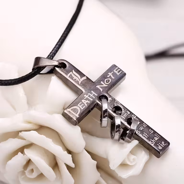 Korshänge Death Note med halsband – anime/manga-tillbehör med snöre 50 cm