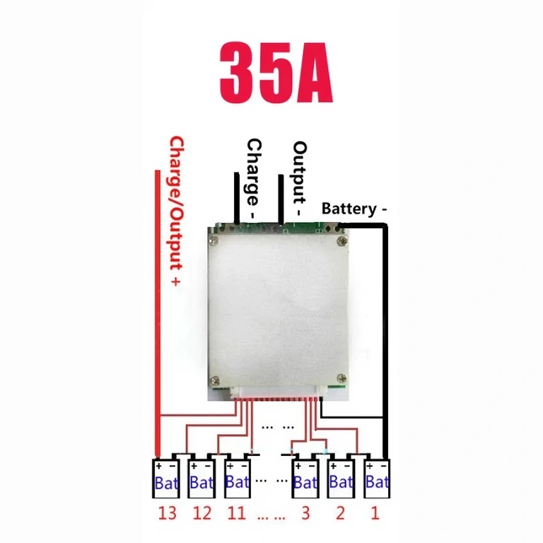 Kopplingsdiagram för BMS 13S-modul – korrekt kablage för Li-Ion-batterier