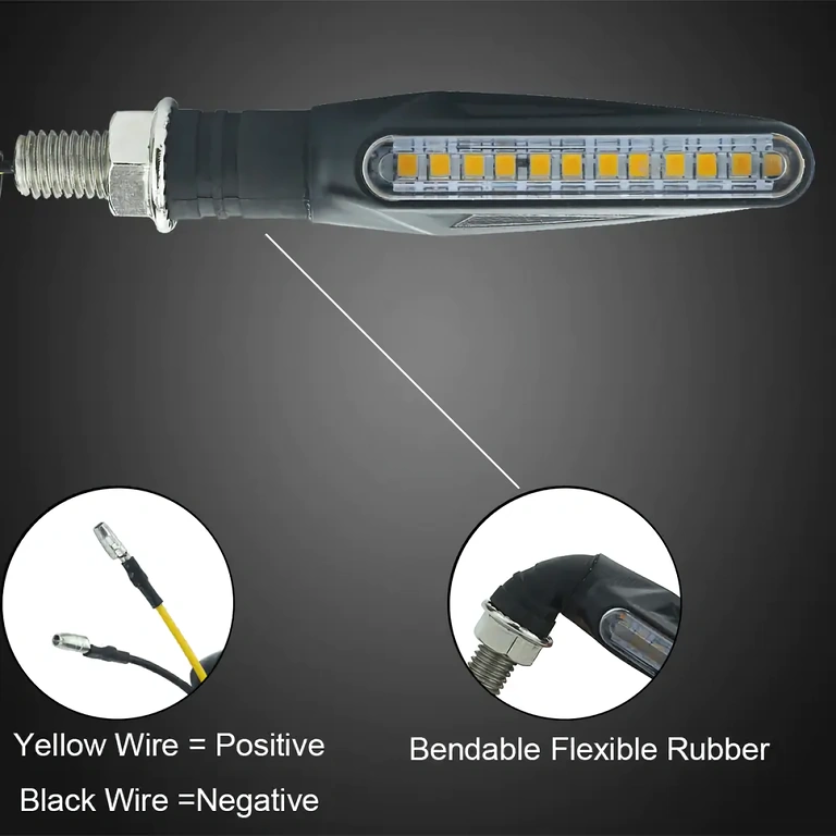 Gul LED-vägljussignal för motorcykel och scooter