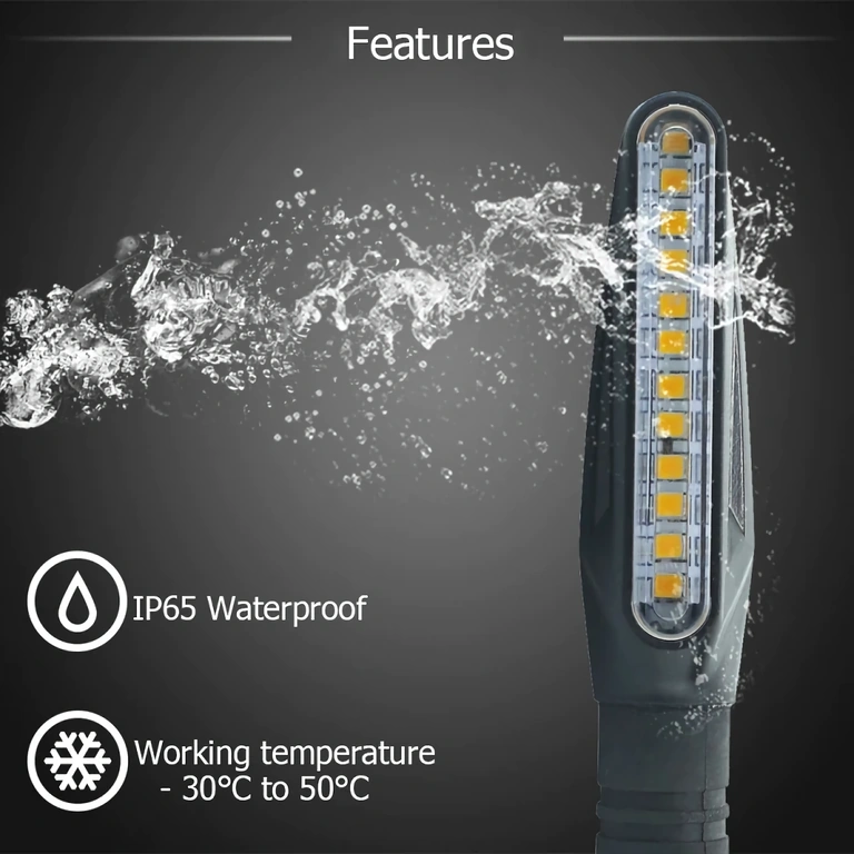 LED-blinkers med dynamisk effekt och modern design för motorcykel