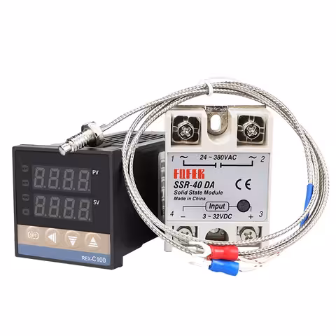Digital Termostatkontroller 220V 0–400°C med SSR 40A Relä REX C100