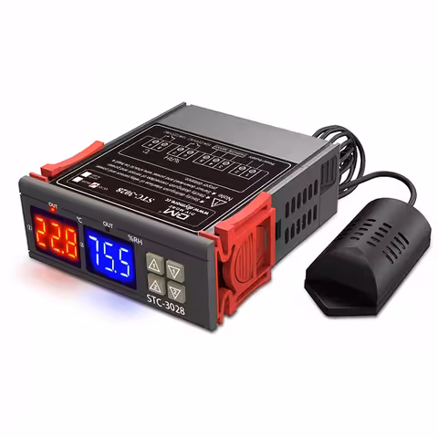 Digital Termo- och Hygrostatkontroller STC-3028 220V med Fuktighetssensor