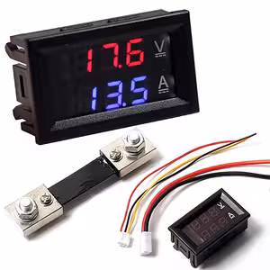 Digital Volt- och Amperemeter 0–100V 100A med Shunt – LED-panel för DC-ström