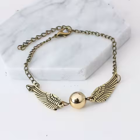 Harry Potter Armband Golden Snitch & Dödsrelikerna – Gyllene / Silverfärgad Magisk Gåva för Fans