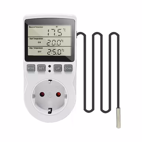 Programmerbar Termostatkontakt med Temperatursensor – För Elradiator och Värmare, med Timerfunktion