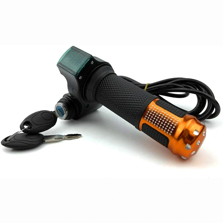 Gasreglage med nyckel för elscooter Handtag med nyckel och batteriindikator för elsparkcykel 12V-72V