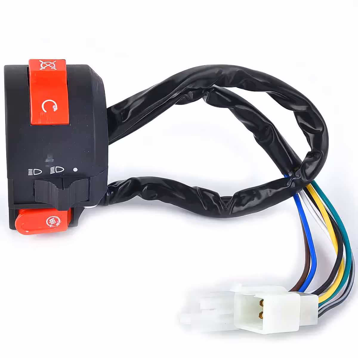 ATV-vänsterbrytare med ljusfunktioner, halv-/helljus och manuell stöt