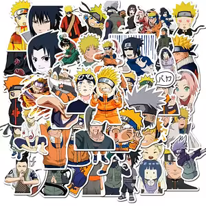 Naruto Shippuden Klistermärken – Set med 50 PVC-dekaler för Laptop, Cykel, Skateboard, Konsoler