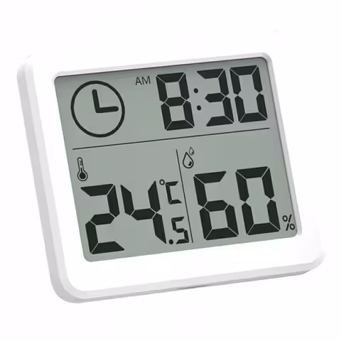 Vit, tunn digital hygrometer med temperatursensor