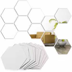 Set med Hexagonala Dekorativa Spegelklistermärken – Akrylväggspegel, Modern Design