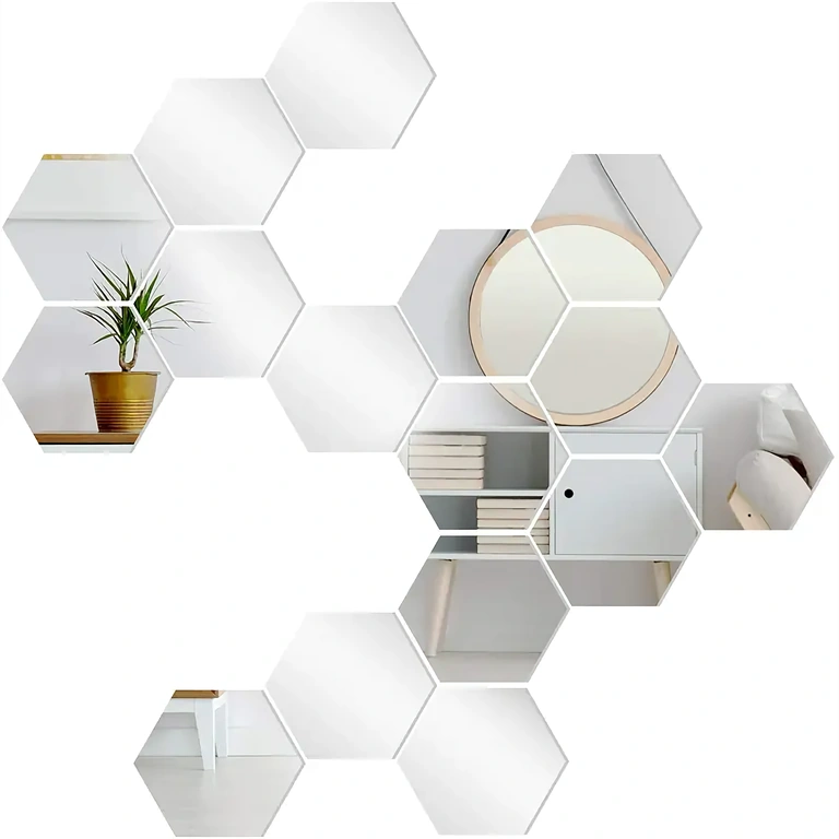 Hexagonala akrylspeglar för modern inredning