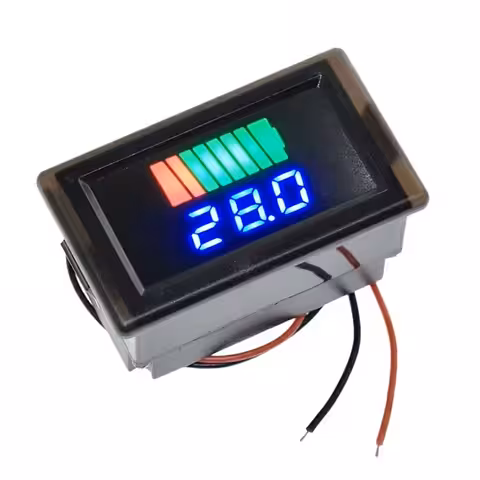 Batteriindikator 12V 24V 48V 60V 72V – LED-voltmetermätare för Bil, MC, Cykel, Elskoter