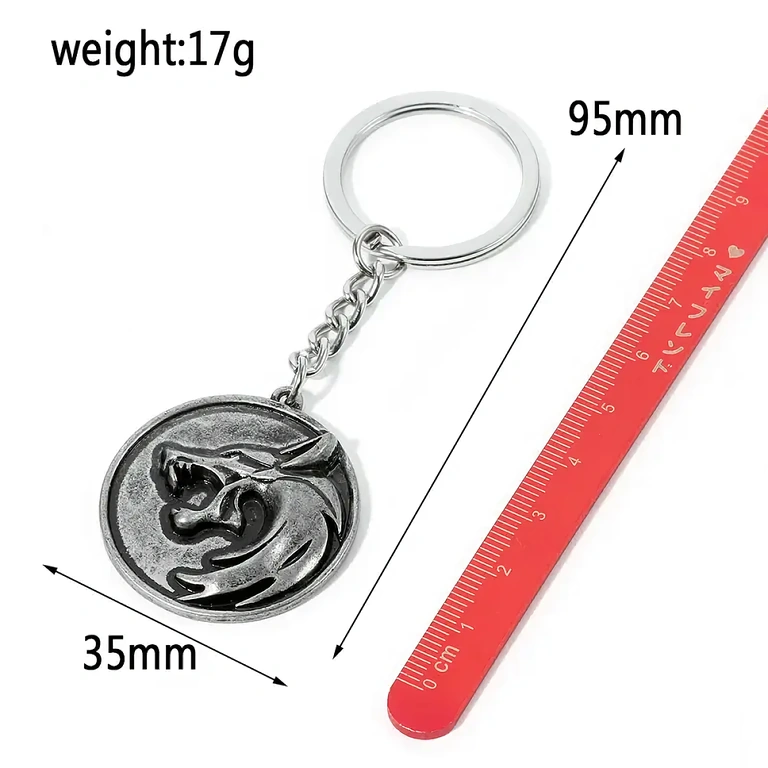 Maskulina Witcher-accessoarer med vargdesign, antiksilver