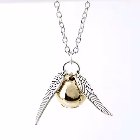 Harry Potter Halsband Golden Snitch Quidditch med Änglavinge – Magisk Gåva för Fans