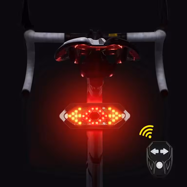 Trådlös Cykellampa med Blinkers – LED-ljus med Höger/Vänster-signal och Styrfjärrkontroll