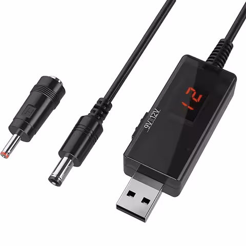 USB 5V till 9V/12V Step-Up Converter – Modul med LED-display och UPS-funktion för Bil, Router, DIY