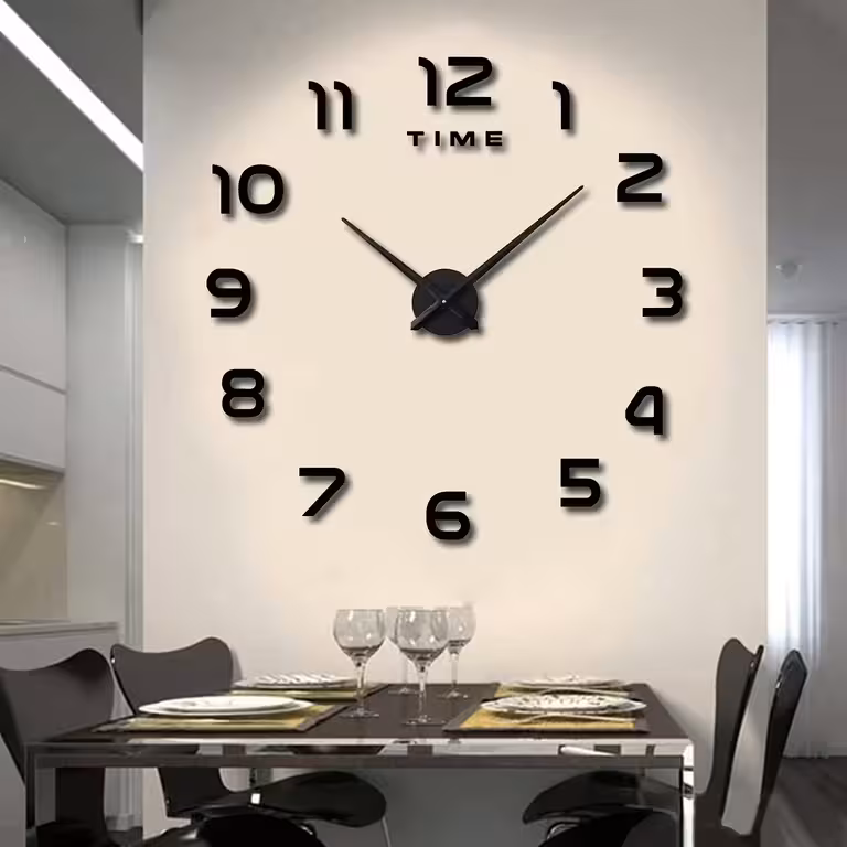 Stor 3D Väggklocka, Justerbar 80–130 cm – Modern Dekor för Vardagsrum, Kök, Kontor