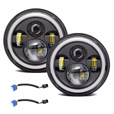 Rund LED-strålkastare 7 tum för Jeep Wrangler, Suzuki Samurai, Nissan Patrol – Kraftfull Bil/Mc-belysning