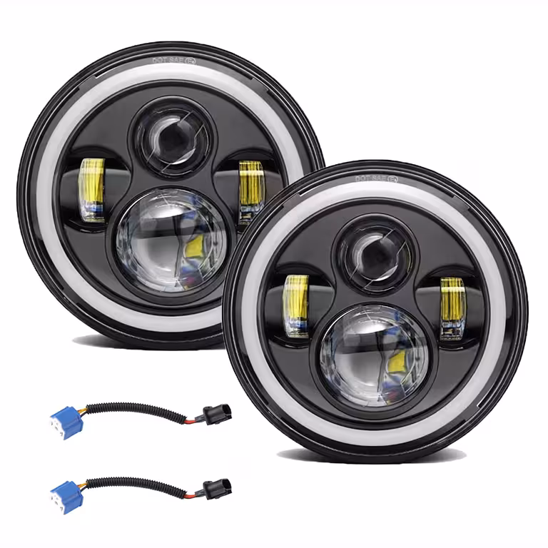 Rund LED-strålkastare 7 tum för Jeep Wrangler, Suzuki Samurai, Nissan Patrol – Kraftfull Bil/Mc-belysning