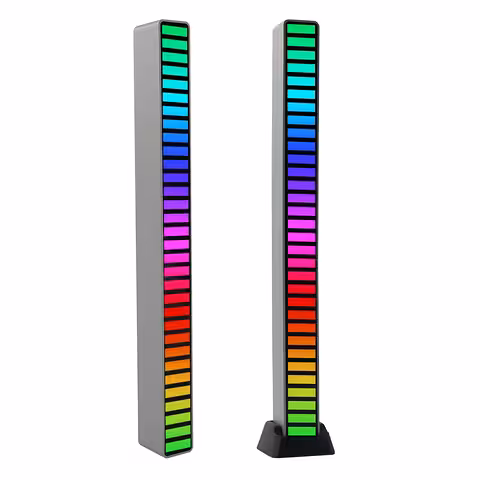 RGB LED Ljuslist med Ljudsensor – 32 Dioder, USB-C, Musikreaktiv VU-Mätare