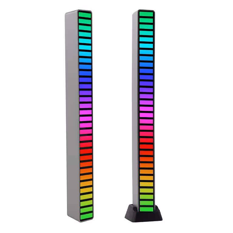 RGB LED Ljuslist med Ljudsensor – 32 Dioder, USB-C, Musikreaktiv VU-Mätare