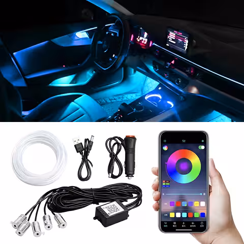 Flexibel NEON RGB-slang 6 m – Ambientbelysning för Bil med Mobilappstyrning