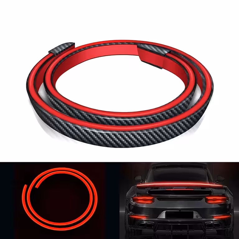 Universell Kolfiberspoiler med LED-bromsljus – För Bagagelucka och Bakruta