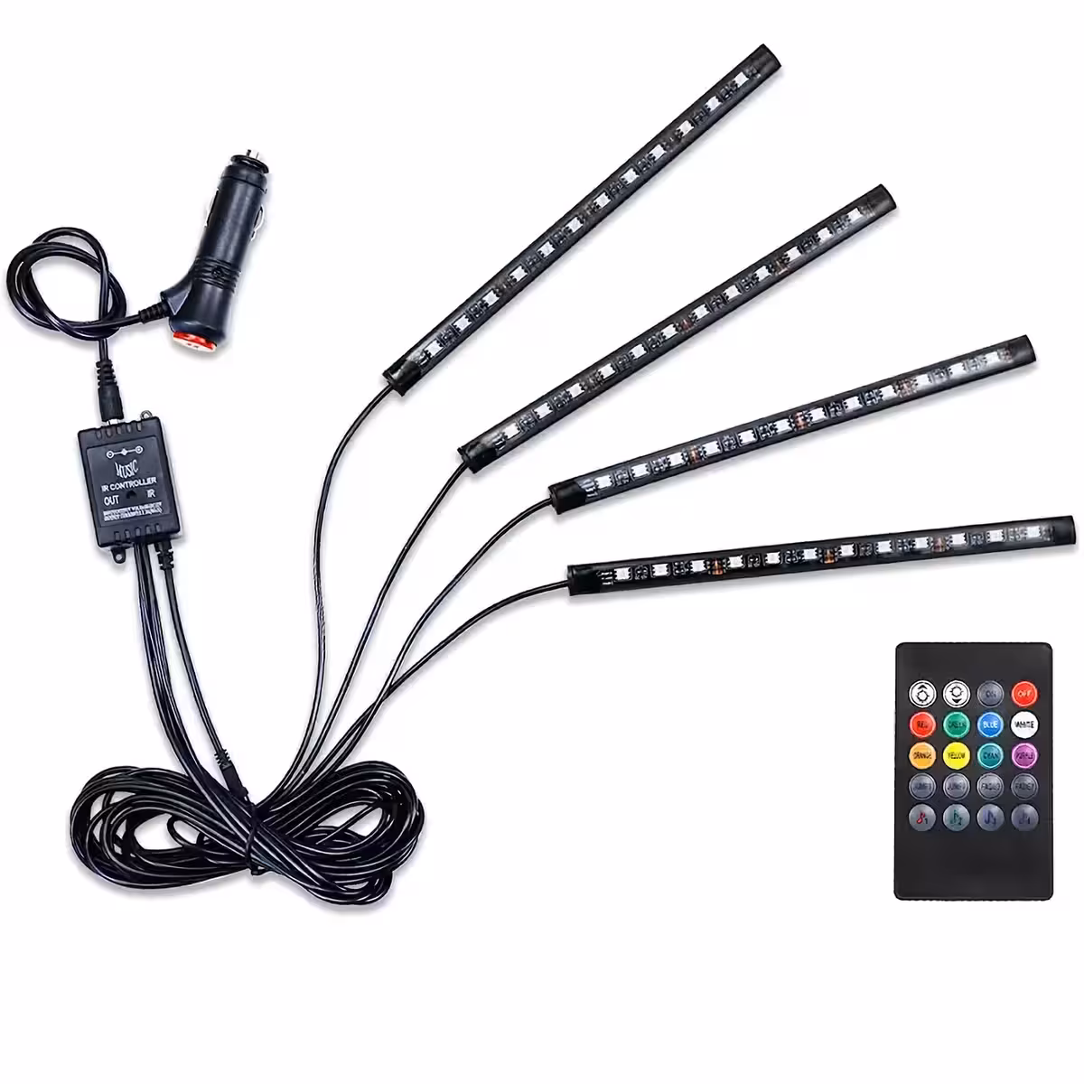 Multifärgat RGB-belysningskit för bilens interiör