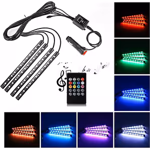 Interiörbelysning Bil – RGB LED-remssats med Ljudsensor, Fjärrkontroll