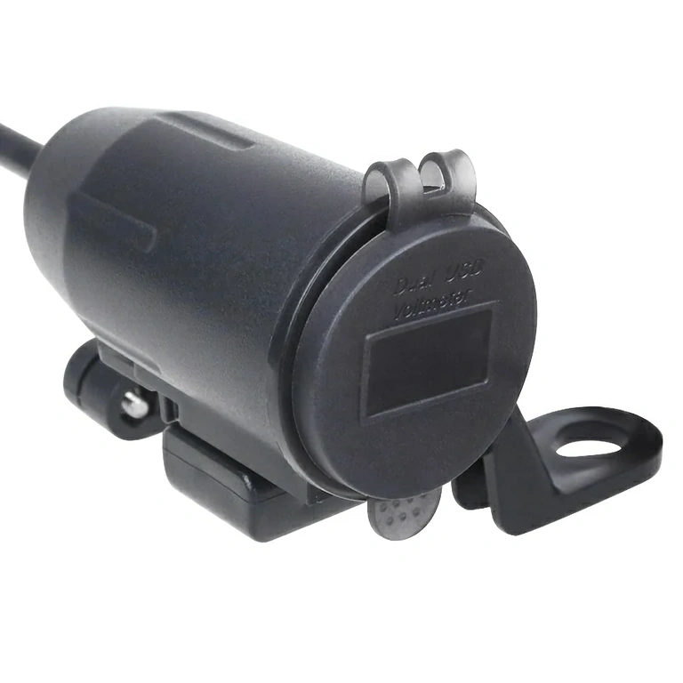 Motorcykelladdare med monteringsfäste på backspegel