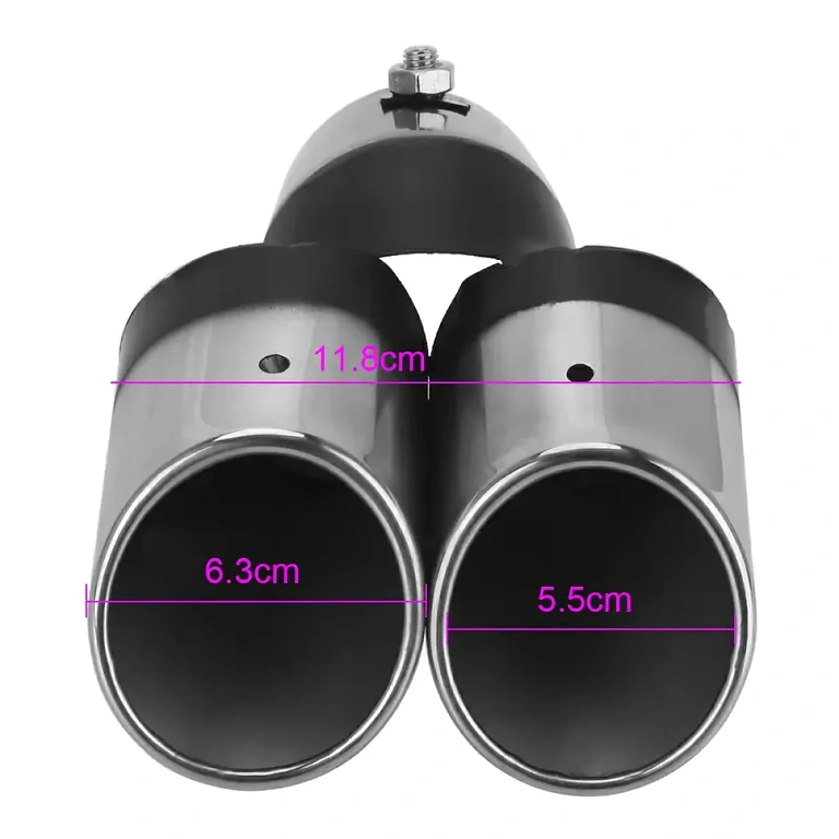 Universal dekorativt avslut i rostfritt stål för avgasrör