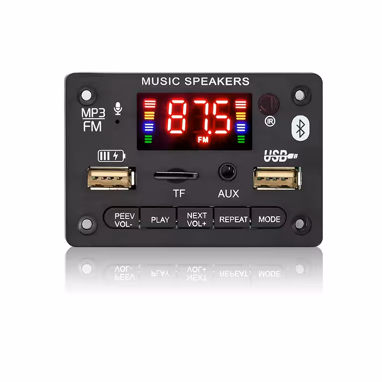 Bluetooth 5.0 ljudmodul med FM-radio, MP3 och stereo förstärkare 2x40W 5V/12V