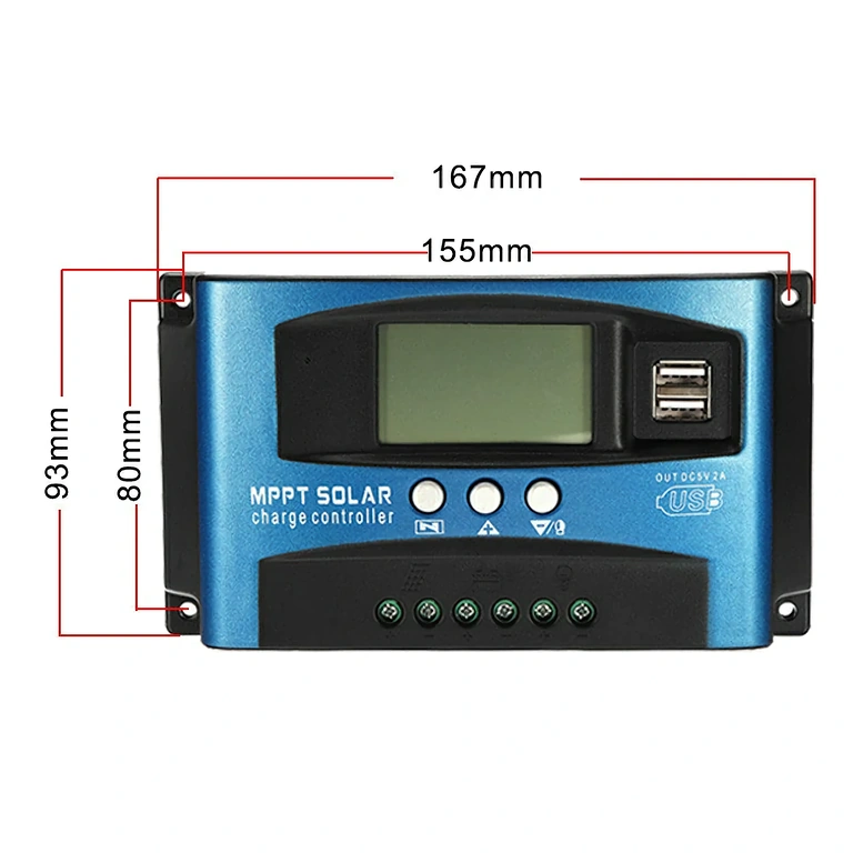 Solcontroller 100A kompakt design Laddningsregulator för solsystem med kompakt storlek