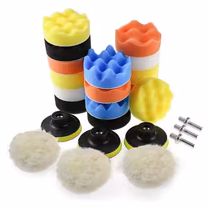 Bilsats för polering med 75mm skivor och 80mm svampar – borrmaskinsadaptrar ingår