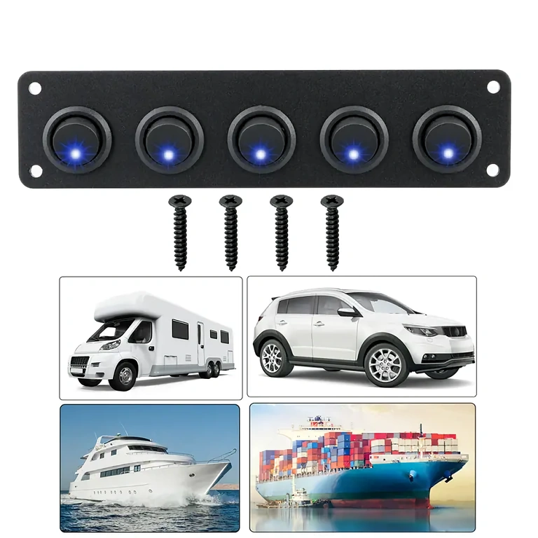 Panel monterad i bilens instrumentbräda Exempel på montering av panel med brytare i bilens instrumentbräda