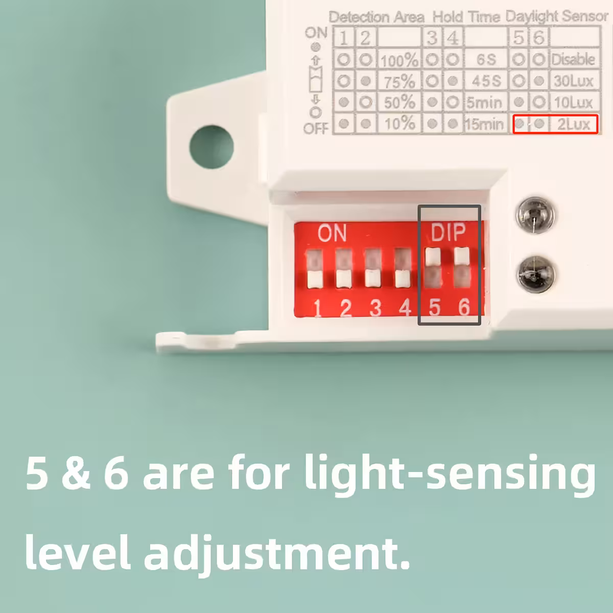 Väljare för ljuströsklar från 2 till 2000 lux för skymningssensor