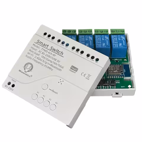 Smart WiFi-relä 4-kanaler – Tuya 220V smart switch med fjärrkontroll