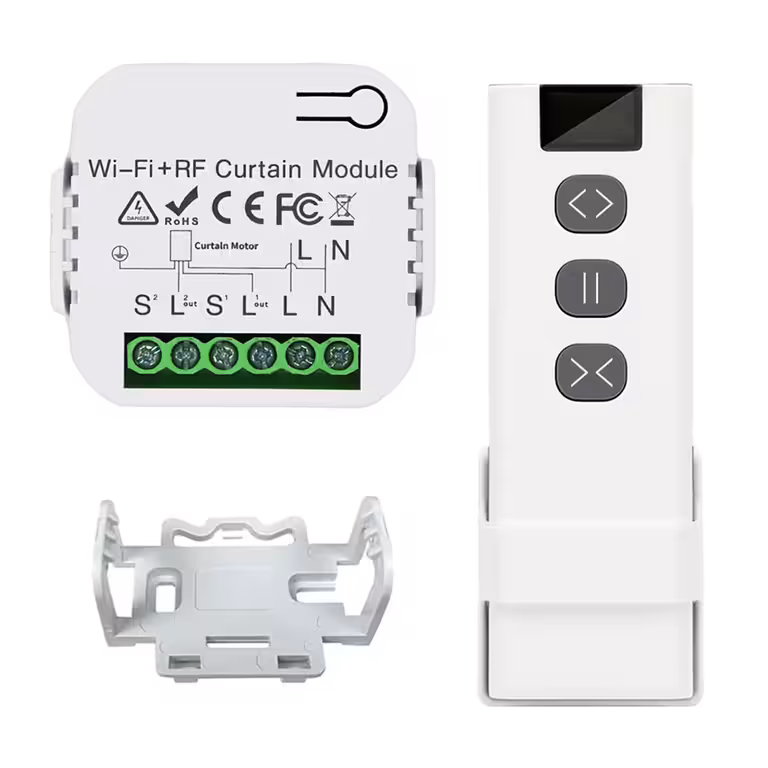 Automatiserat system för rullgardiner, jalusier, gardiner – WiFi, Tuya, RF-fjärrkontroll