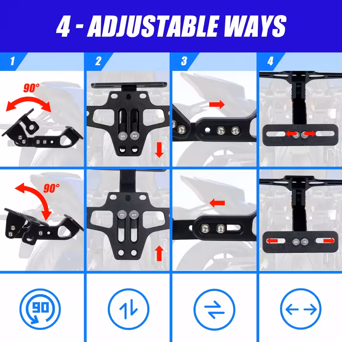 Justerbart universalställ för motorcykelregistreringsskylt